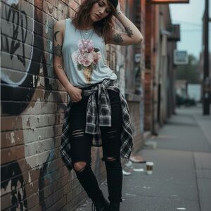 Betsy Johnson Size Small Floral Ice Cream Cone Shirt Graphic Tee.